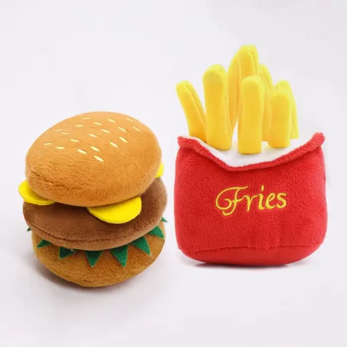Jouet sonore en peluche pour chien, jouet mignon pour chat, accessoires pour animaux de compagnie en forme de frites et de hamburger, jouet pour chat pour chiens de petite et moyenne taille, Teddy