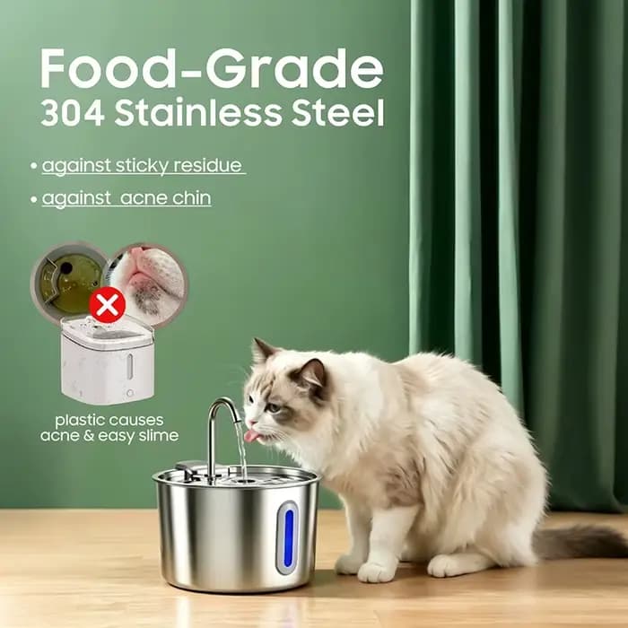 Fontaine à eau pour chat en acier inoxydable de 2