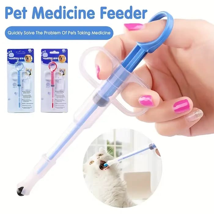 Distributeur de médicaments pour animaux de compagnie, seringue à comprimés pour chat, applicateur de pilules pour chat à double usage avec embout souple, couleur aléatoire