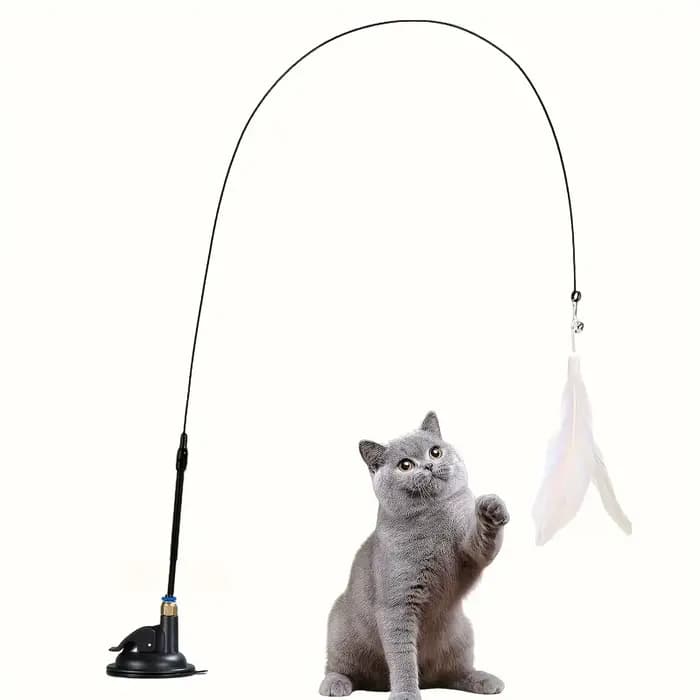 Jouet teaser pour chat avec cloche interactive et baguette en plumes