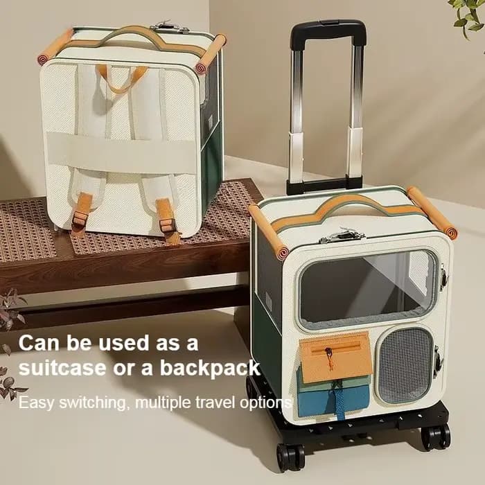 Sac de transport à roulettes pour chats et petits chiens jusqu'à 10 kg