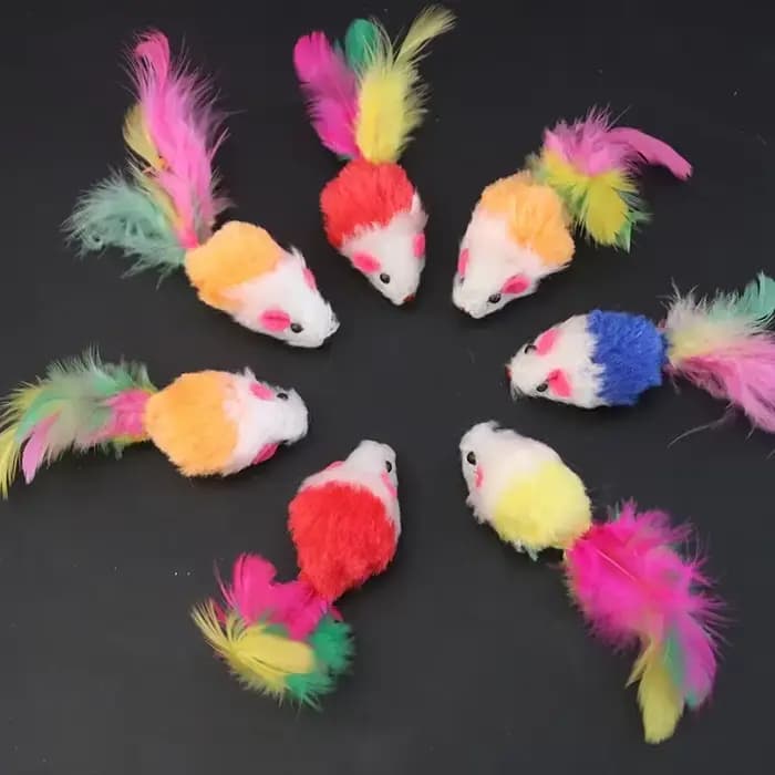 Jouets multicolores en forme de souris à fourrure pour chat
