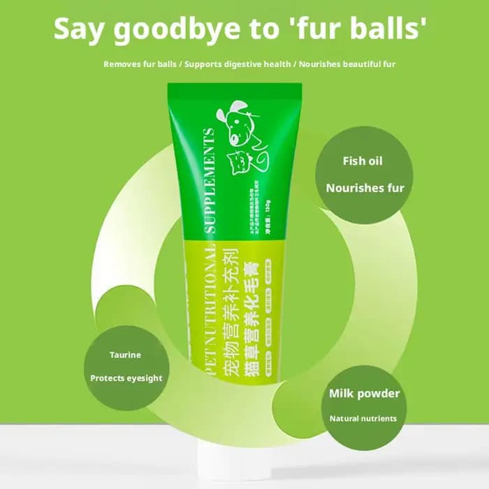 Pâte nutritionnelle pour chats contre les boules de poils avec herbe d'orge et taurine – Soutien digestif sain