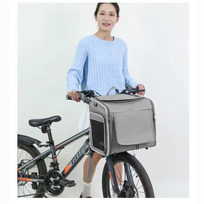 Panier de vélo pour chien ou chat, sac à dos de transport pour animaux de compagnie extensible à parois souples avec 4 portes ouvertes, porte-chien pliable pour vélo