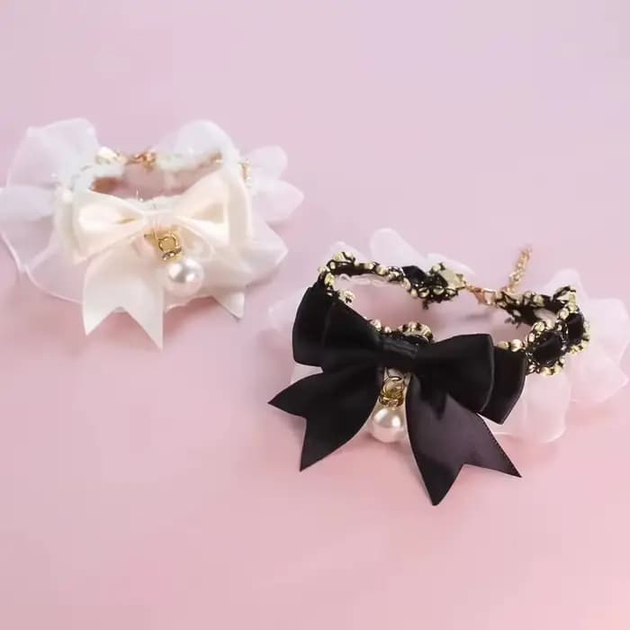 Collier de chien mignon nœud en dentelle colliers de chat