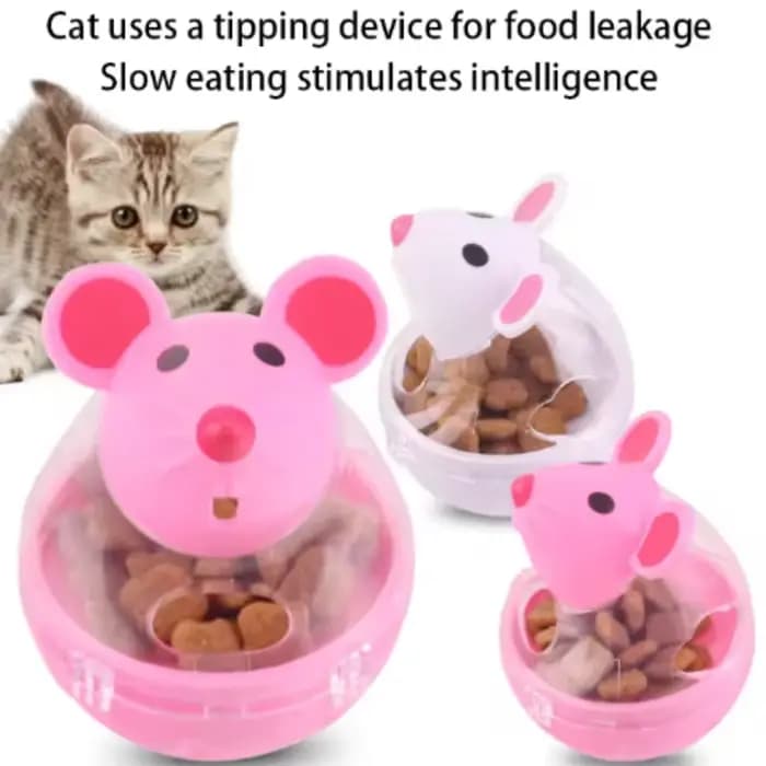Distributeur de nourriture pour animaux de compagnie, jouet pour chat, souris roulante, distributeur de nourriture avec fonction de fuite, outil de jeu d'entraînement amusant pour chatons et chats