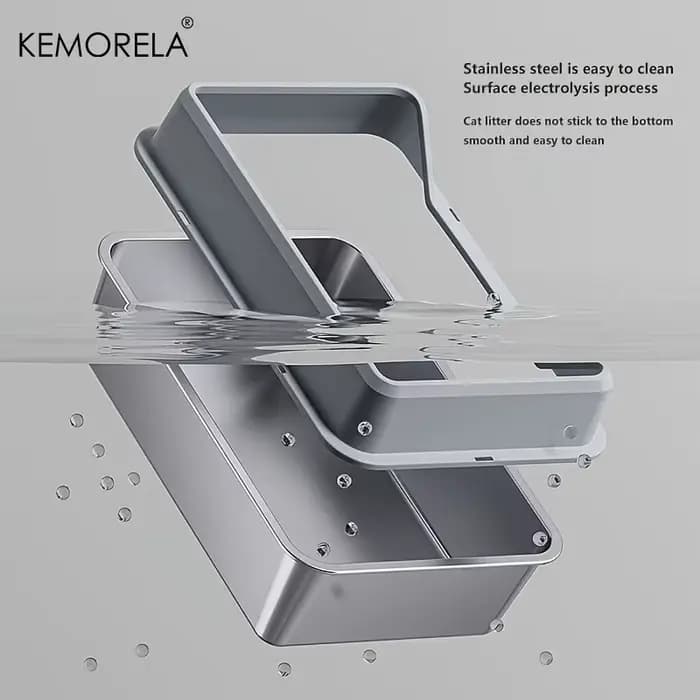 KEMORELA XL bac à litière extra large en acier inoxydable avec couvercle grand bac