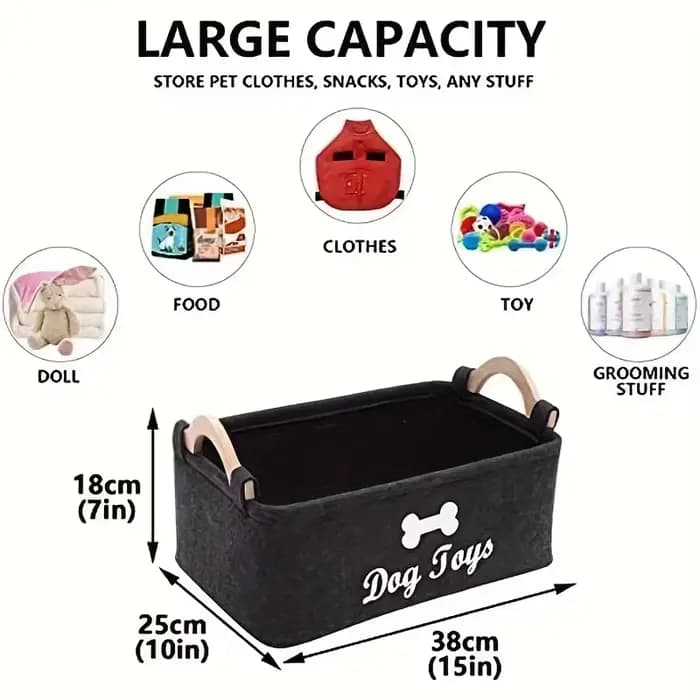Panier de rangement pliable en feutre pour jouets d'animaux de compagnie