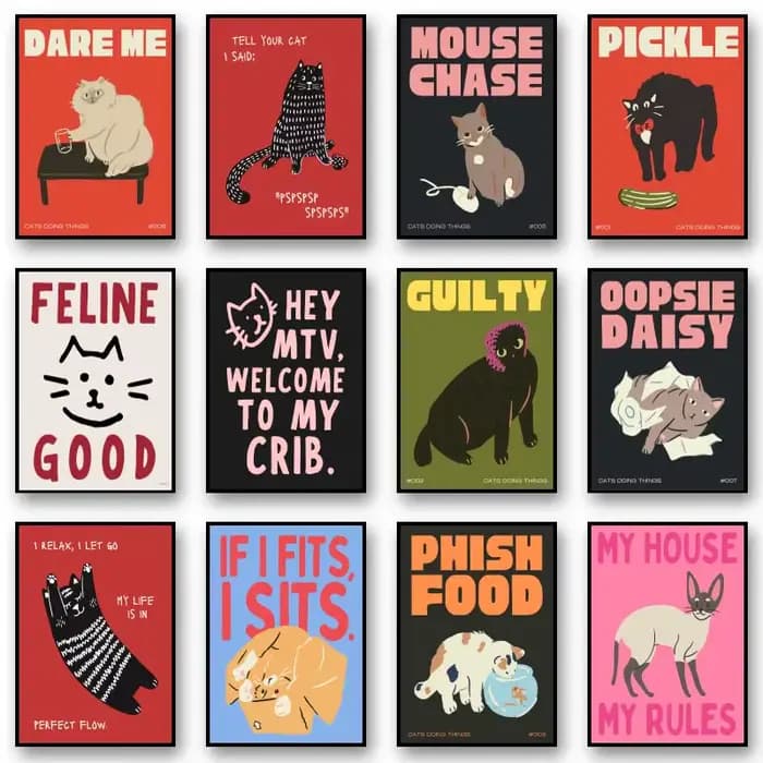 Affiche murale moderne Pop de nourriture de chat noir