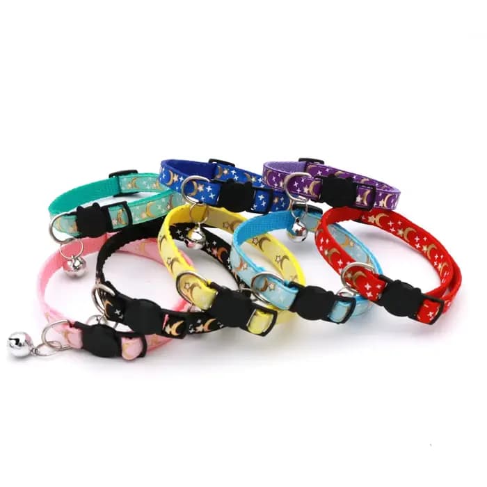 Collier de chat avec cloche dessin animé étoile lune chien chiot chaton