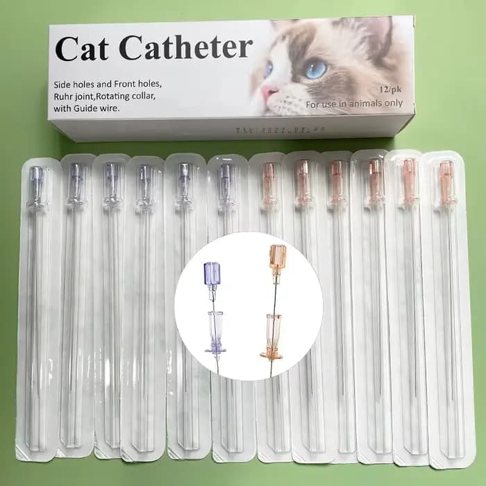 Placement de cathéter urinaire professionnel pour chat félin, 3 pièces/10 pièces/20 pièces, pour l'obstruction urétrale félin, extrémité fermée avec sonde
