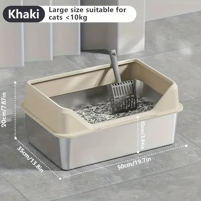 KEMORELA XL bac à litière extra large en acier inoxydable avec couvercle grand bac