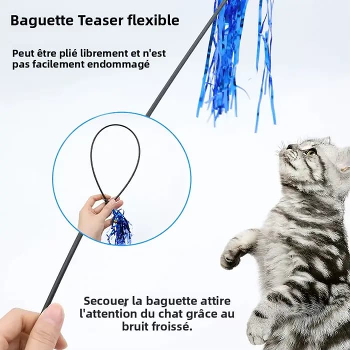 5 baguettes pour chat avec ruban réfléchissant et sons de clochette