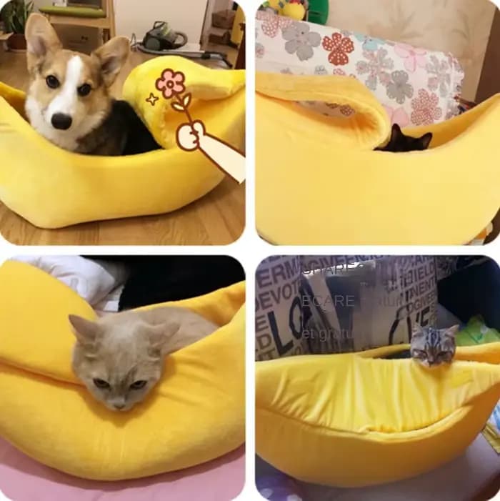 Lit d'hiver pour chat banane