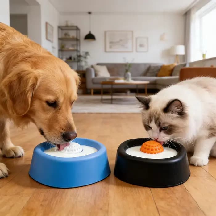 Gamelle à lécher interactive pour chien avec boule roulante