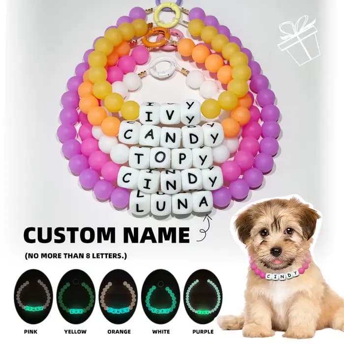 Collier de perles personnalisable pour chien et chat