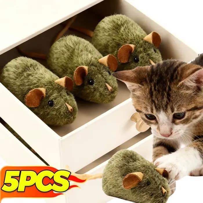 1/5 pièces souris interactive en peluche chat jouet à mâcher grinçant Imitation
