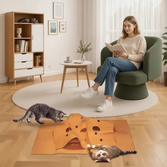 Tunnel interactif pour chat avec tapis de jeu