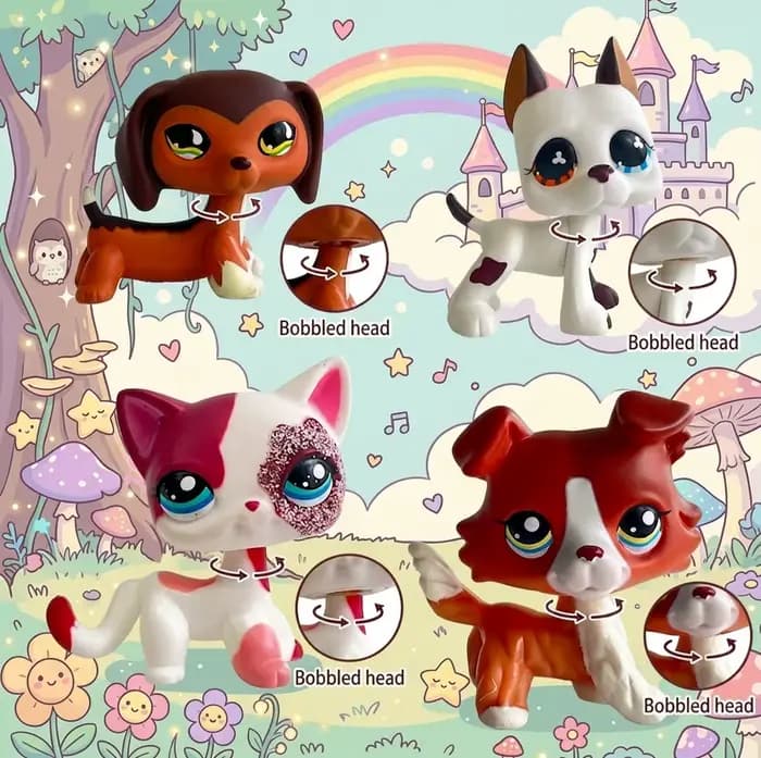 jouet tête à pompon pour animaux de compagnie Rare # Chat à cheveux courts jaunes 3573, cadeau de collection original pour enfant, jouet animal mignon lps
