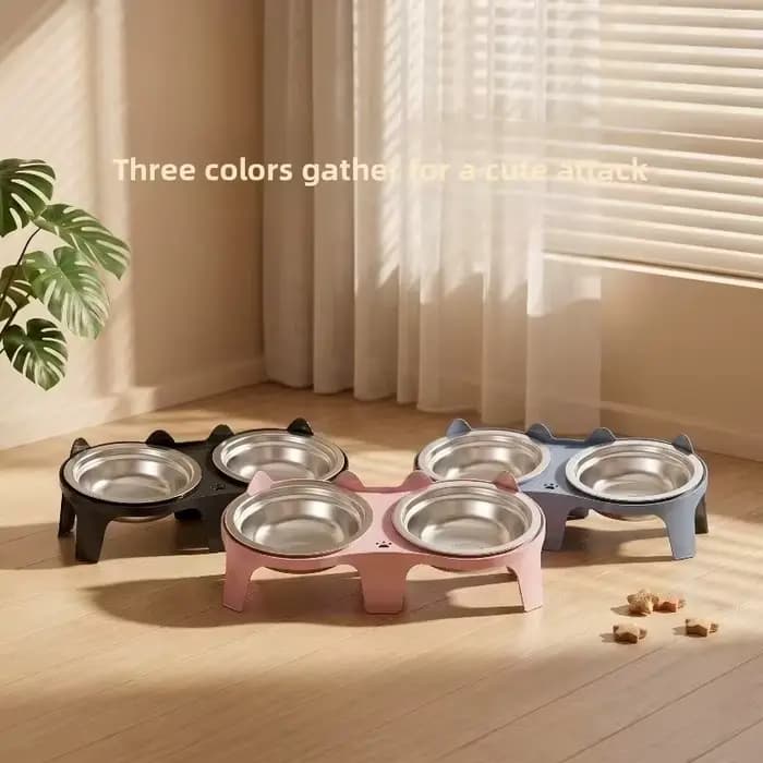 Bol pour nourriture et eau pour chat en acier inoxydable, avec conception anti-inclinaison, grande capacité, conception pour une alimentation facile, adapté aux bols pour chat/chien, 1 pièce