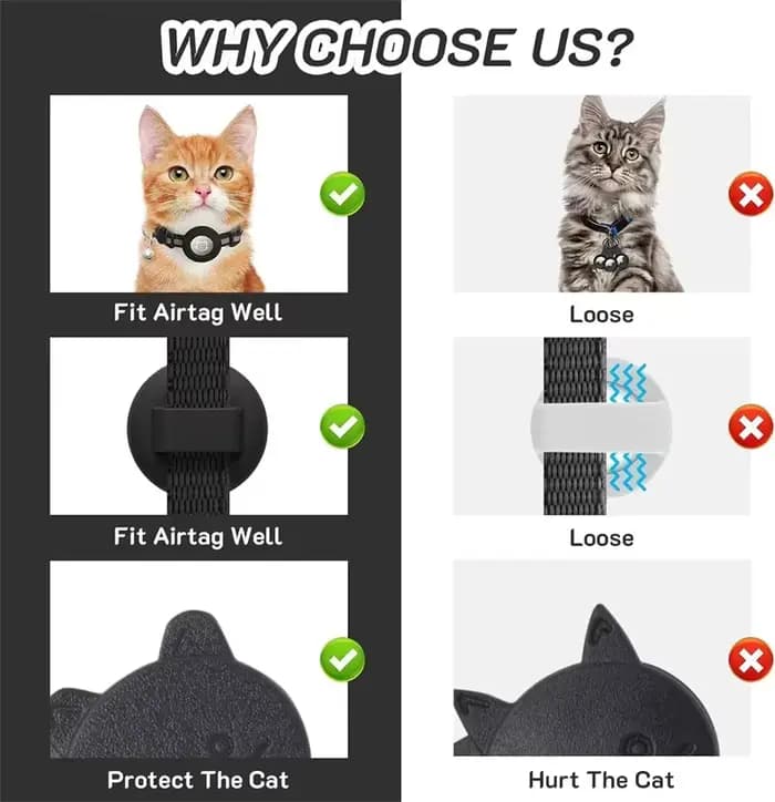 Collier pour chat compatible avec Apple Airtag avec clochette