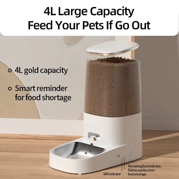 ROJECO mangeoire automatique pour chat distributeur intelligent de nourriture pour animaux de compagnie avec bouton WiFi télécommande accessoires pour chats et chiens