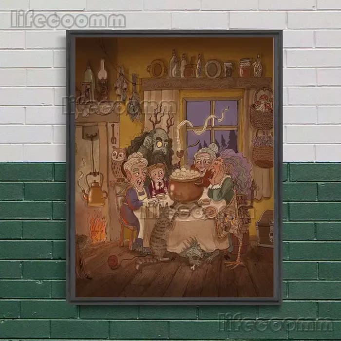 Toile d'art mural avec Illustration de conte de fées de forêt enchantée