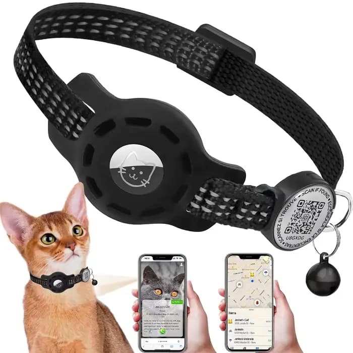 Collier GPS pour chat avec étiquette de Code QR et étui Airtag