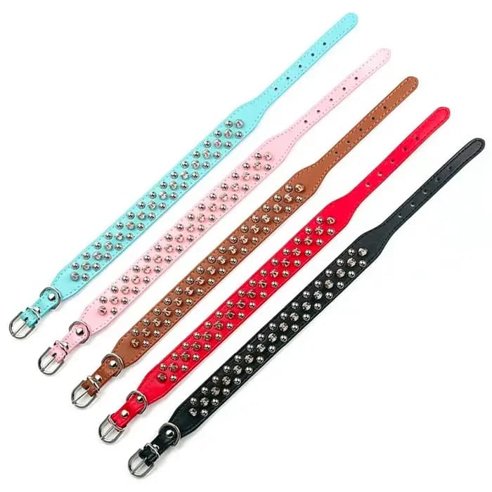 Collier de chien en cuir réglable, sangle de cou, fournitures en cuir PU, Punk, rivets à pointes, colliers pour animaux de compagnie pour petit chien et chat