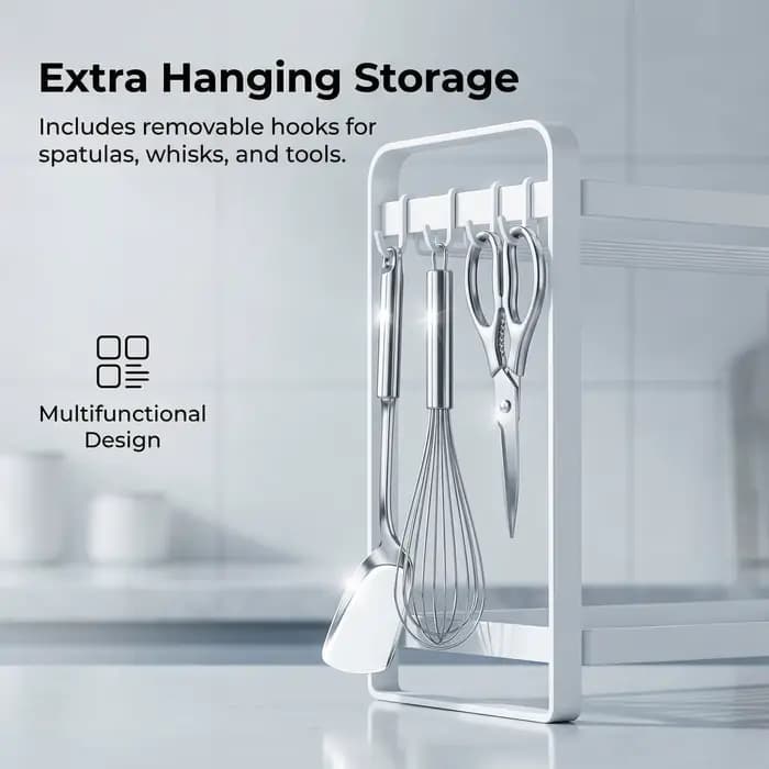 Étagère murale de cuisine en bois pour ustensiles