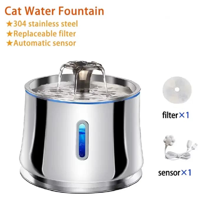 Fontaine d'eau en acier inoxydable pour chats et chiens