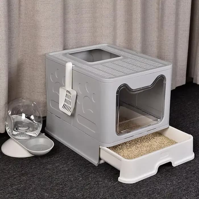 Bingopaw-Bac à litière pliable média pour chat