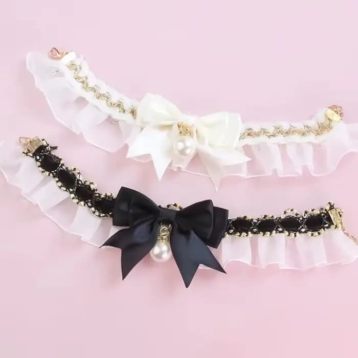 Collier de chien mignon nœud en dentelle colliers de chat