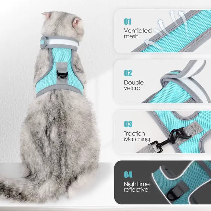 Harnais pour chat-harnais réglable anti-fuite pour chat