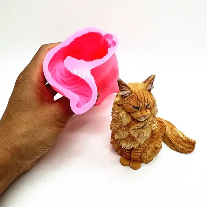 Éventail Yong quatre Maine Coon chat poupée Silicone moule Simulation Animal bricolage Production gypse résine béton décoration