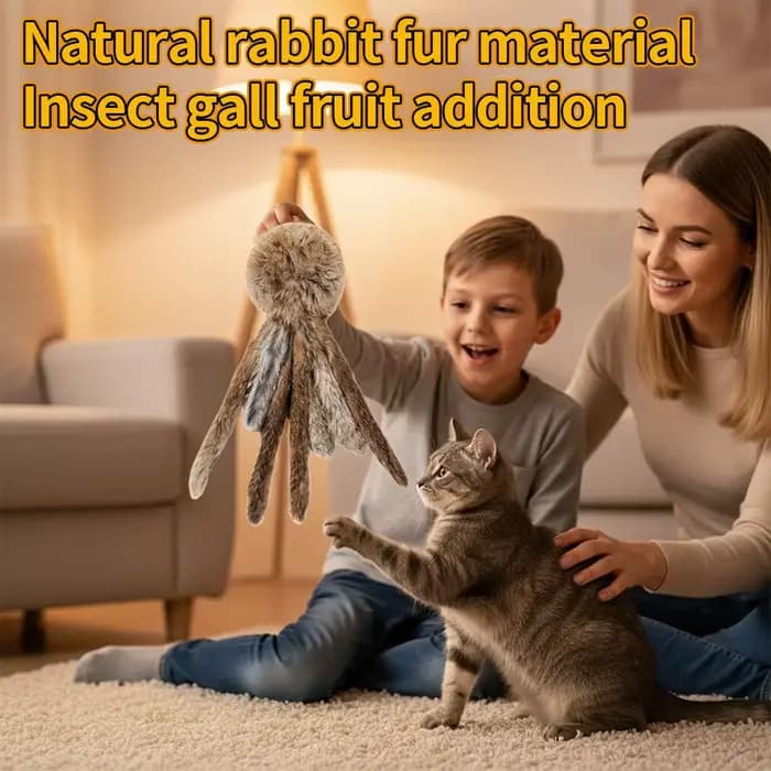 Jouet pour chat d'intérieur en fausse fourrure de lapin