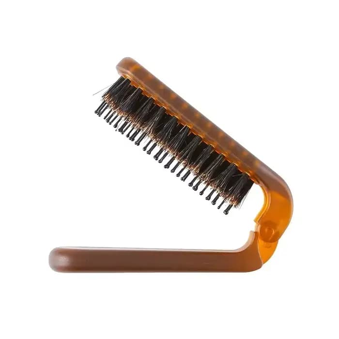 Brosse à cheveux pliable portable en poils de sanglier, peigne de voyage, accessoire de coiffure avec fonction de massage du cuir chevelu