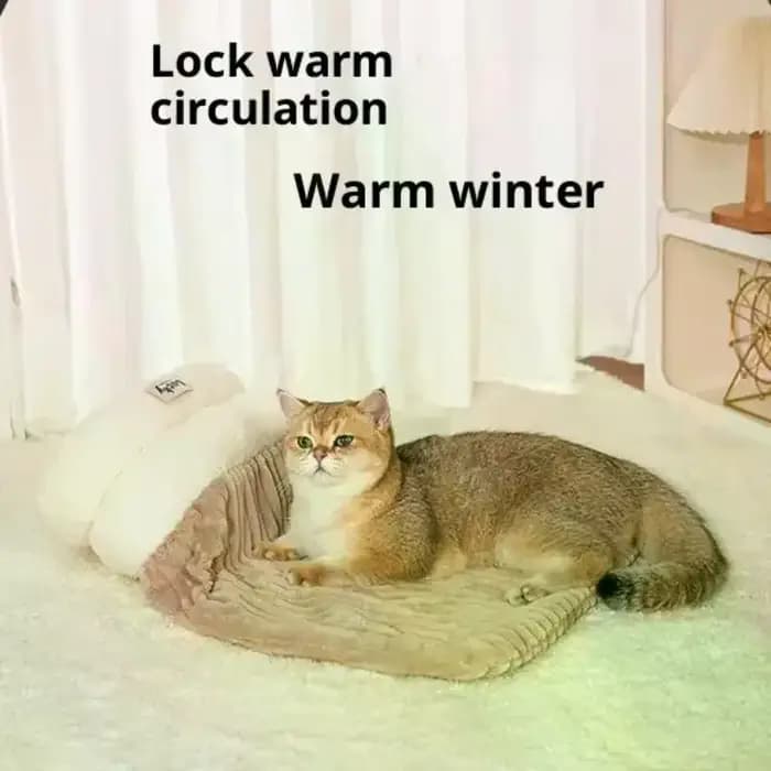 Nid de chat fermé, lit de chat épais, sac de couchage d'intérieur pour chats, sac de couchage chaud d'hiver, grotte douce, fournitures confortables pour animaux de compagnie