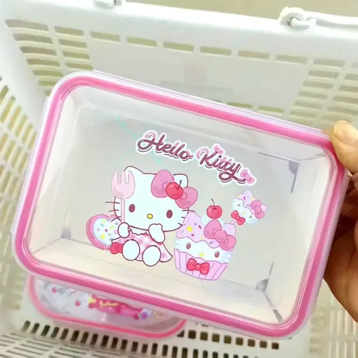 Boîte de conservation alimentaire rectangulaire Kitty avec design de fermeture à bords arrondis