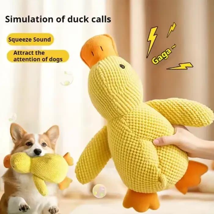 Peluche Canard Jaune pour Chien, Compagnon de Sommeil, Jouet Interactif pour Animaux, Poupée Anti-ennui, Jouets à Mâcher pour Chiens