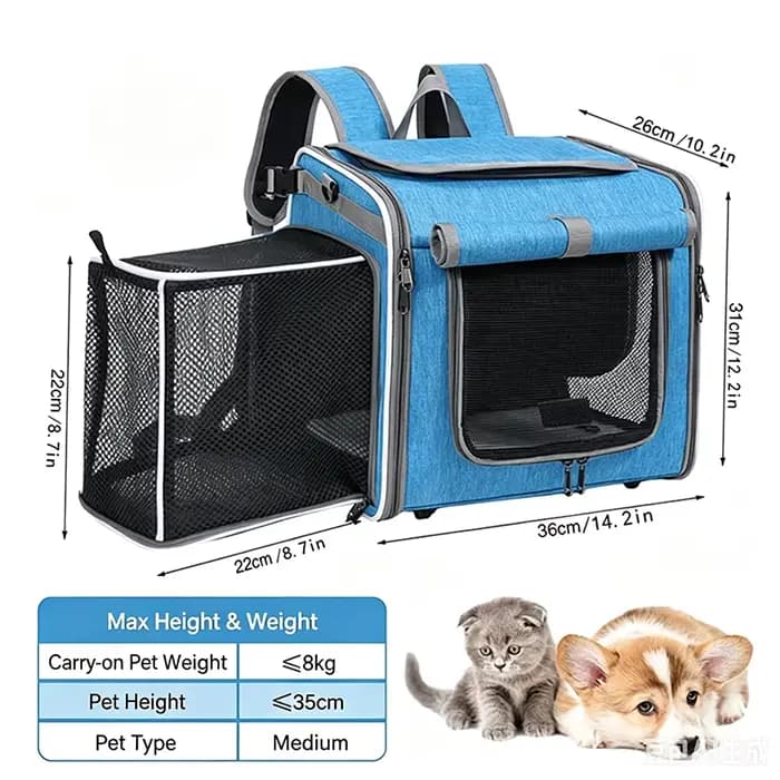 Panier de vélo pour chien ou chat, sac à dos de transport pour animaux de compagnie extensible à parois souples avec 4 portes ouvertes, porte-chien pliable pour vélo