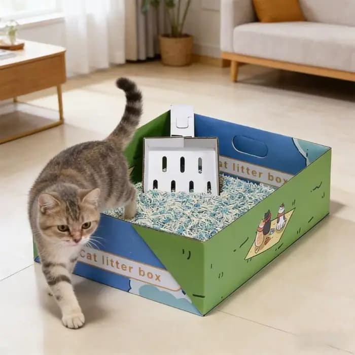 KXRE – bac à litière pliable en papier pour chats