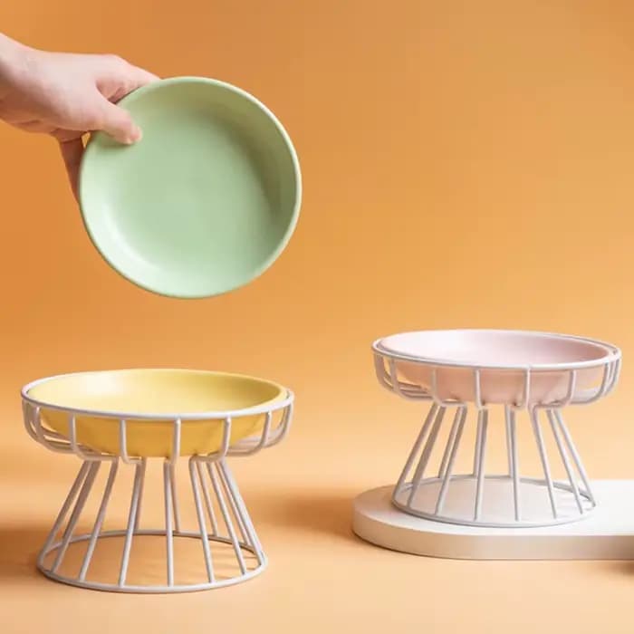 1 ensemble (1 support + 1 bol) bol en céramique pour chat de grande hauteur
