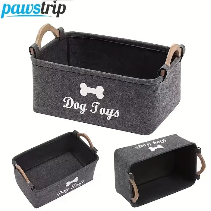 Panier de rangement pliable en feutre pour jouets d'animaux de compagnie
