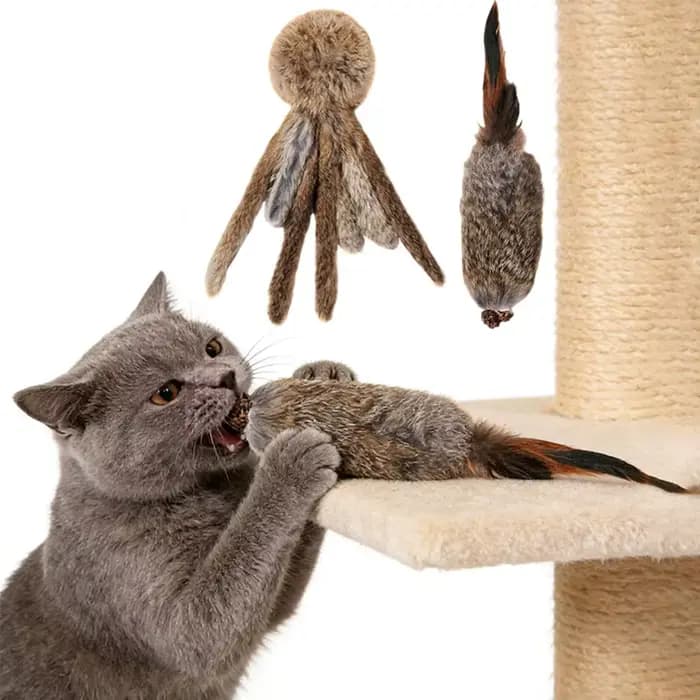 Jouets interactifs pour animaux de compagnie en fausse fourrure de lapin pour chats et chiens