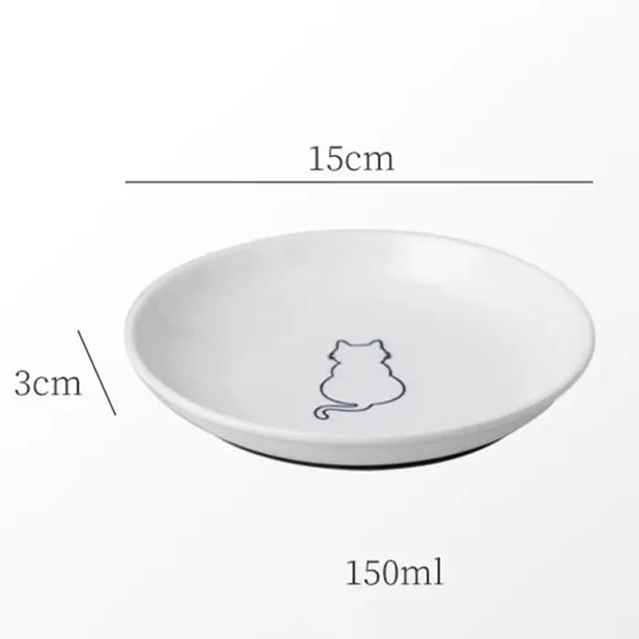 Gamelle en céramique pour chatons ; Assiette antidérapante pour chat ; Support en silicone ; Essentiels charmants pour animaux de compagnie