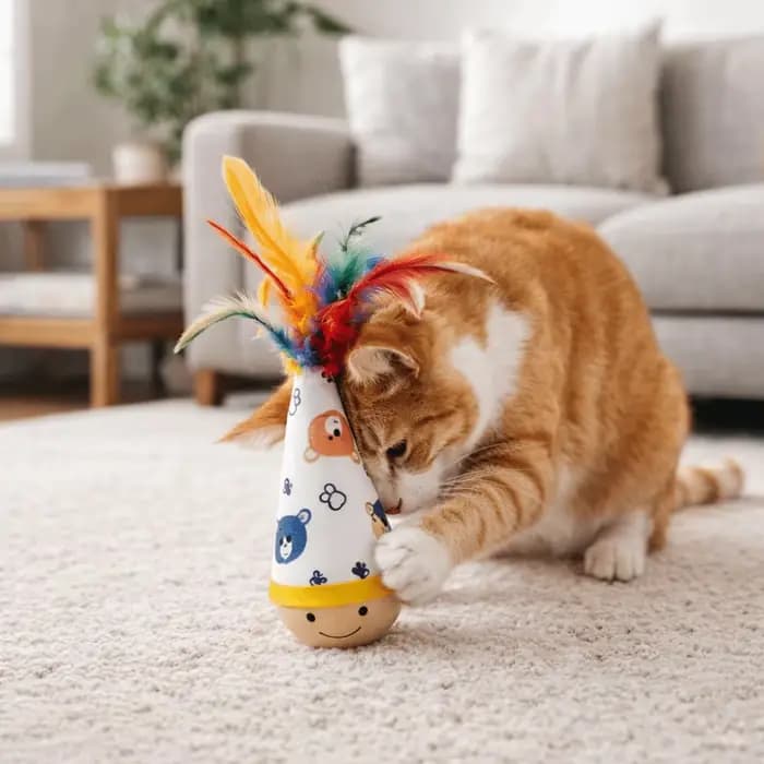 Jouets interactifs pour chat : Balle oscillante à motif de dessin animé