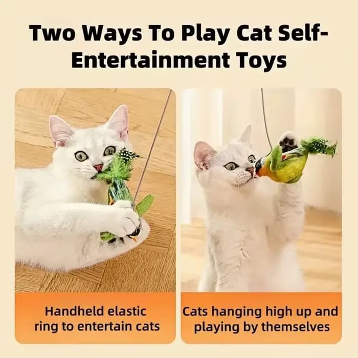 Le jouet pour chat émule l'oiseau sonore pour amuser la corde élastique
