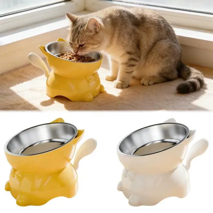 Bol pour chat en acier inoxydable anti-déversement