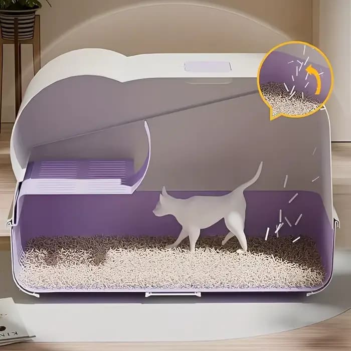 Bac à litière pour chat avec couloir et tiroir | Toilettes entièrement fermées pour contrôle des odeurs et anti-suivi |